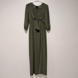 Connected Apparel Olive Green Maxi Dress with sleeves size Small 4